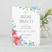 Rustieke anjers & vergeet me nots bruids brunch kaart (Staand voorkant)