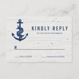 Rustieke Anker Bruiloft RSVP Kaart / Marine