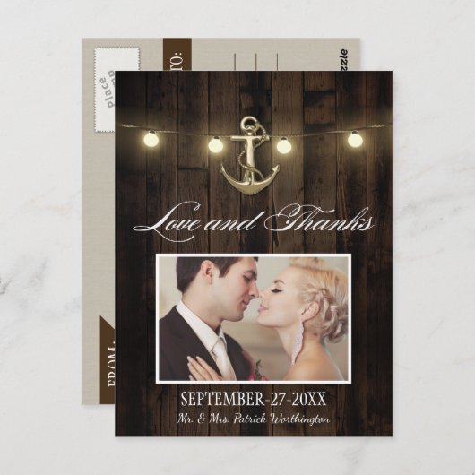 rustieke anker nautische dank u kaarten (Voorkant / Achterkant)