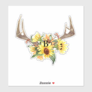 Rustieke antennes monogram groot sticker