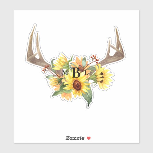 Rustieke antennes monogram groot sticker (Vel)