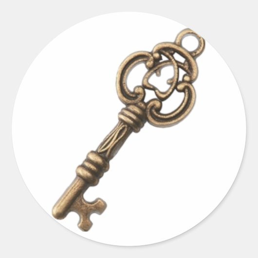 Rustieke Antiek  Sleutel Ronde Sticker (Voorkant)