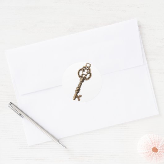 Rustieke Antiek  Sleutel Ronde Sticker (Envelop)