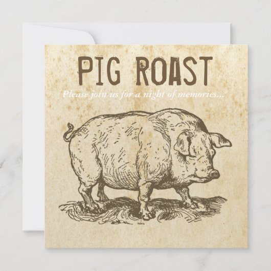 Rustieke Antiek Varkensgebraden Uitnodigingen (Voorkant)