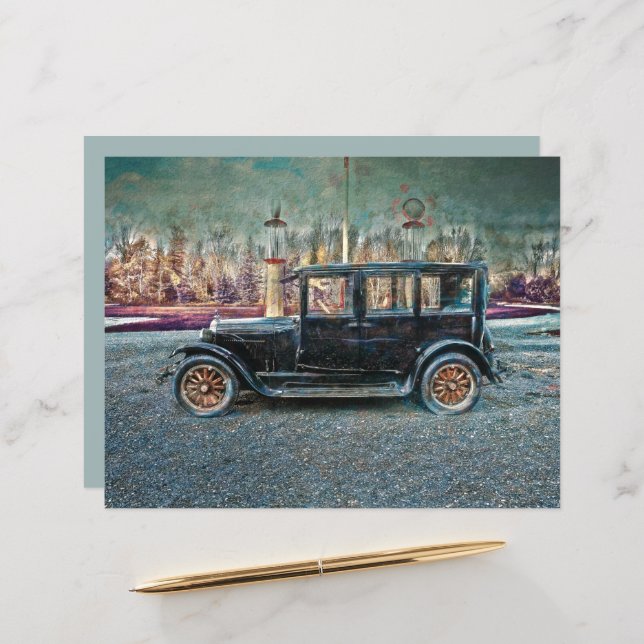 Rustieke  Antiek Zwart Oude Aged Auto (Voorkant / Achterkant in situ)