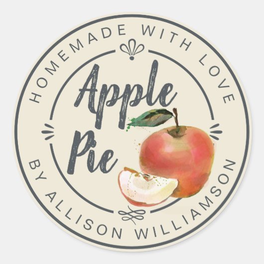 Rustieke Antieke Witte Thuisgemaakte Appeltaart Ronde Sticker (Voorkant)