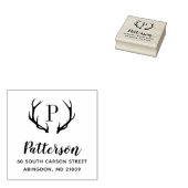 Rustieke Antler Monogram Adresstempel Rubberstempel (Gestempeld)