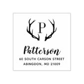Rustieke Antler Monogram Adresstempel Rubberstempel (Afrduk)
