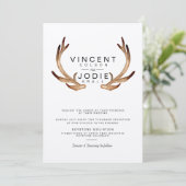 Rustieke Antler Waterverf bruiloft uitnodigen Kaart (Staand voorkant)