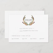 Rustieke Antler Waterverf | RSVP | Bruiloft Save The Date (Voorkant / Achterkant)