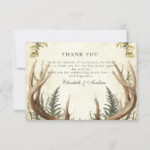 Rustieke Antler Woodland Floral Wedding Bedankkaart (Voorkant)