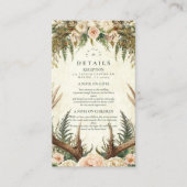 Rustieke Antler Woodland Floral Wedding Informatiekaartje (Voorkant)