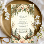 Rustieke Antler Woodland Floral Wedding Informatiekaartje