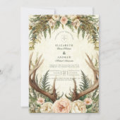 Rustieke Antler Woodland Floral Wedding Kaart (Voorkant)
