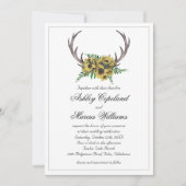 Rustieke Antlers Boho Zonnebloemen Bloemen Huwelij Kaart (Voorkant)
