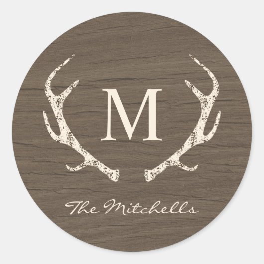 Rustieke Antlers Vakantie Sticker (Voorkant)