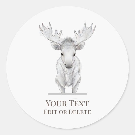 *~* Rustieke AP49 Schattigee Cartoon Baby Moose St Ronde Sticker (Voorkant)