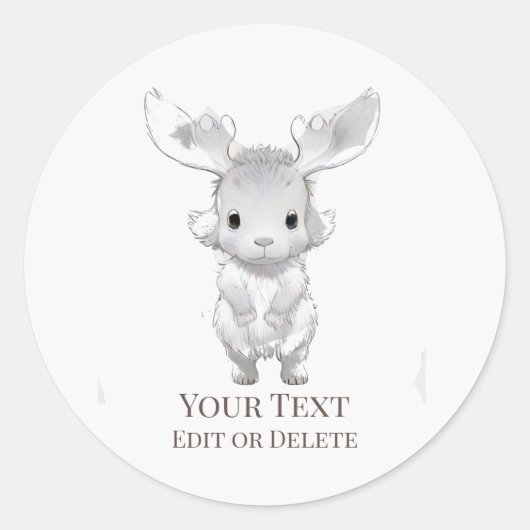 *~* Rustieke AP49 Schattigee Cartoon Baby MooseSti Ronde Sticker (Voorkant)