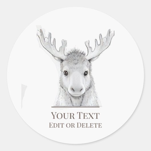 *~* Rustieke AP49 Schattigee Sweet Baby Moose Ronde Sticker (Voorkant)