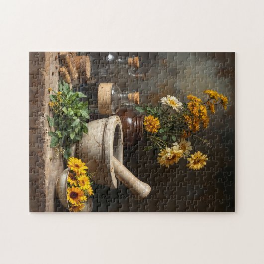 Rustieke Apotheker Stilleven met kruiden en bloeme Legpuzzel (Horizontaal)