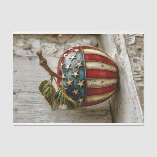 Rustieke Appel, Amerikaanse Vlag Ontwerp DT5R Deco Tissuepapier (Voorkant)