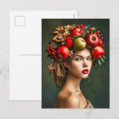 Rustieke appel- en kersenvrouw feestdagenkaart (Voorkant / Achterkant)