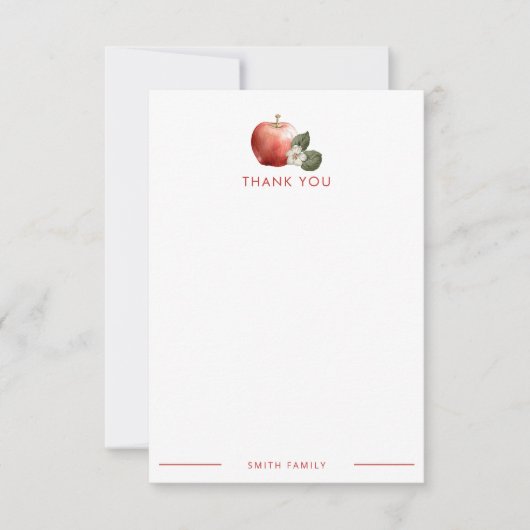 Rustieke Apple Bedankt Flat Note Kaart met Gingham (Voorkant)