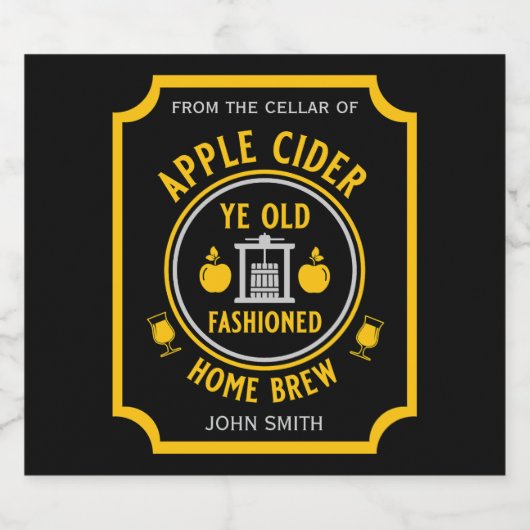 Rustieke Apple Cider gepersonaliseerd Sparkling Wijnetiket (Enkel label)