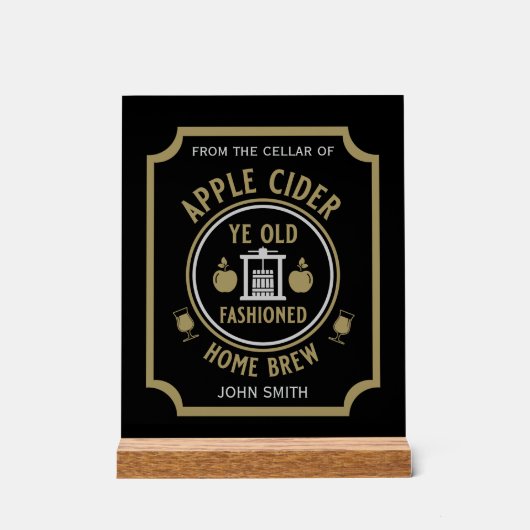 Rustieke Apple Cider Gepersonaliseerde Drinken Acryl Bord (Voorkant)