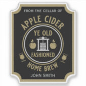 Rustieke Apple Cider Gepersonaliseerde Drinken Sticker (Voorkant)
