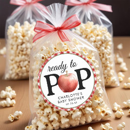 Rustieke Apple "Klaar om te Poppen" Baby shower St Ronde Sticker