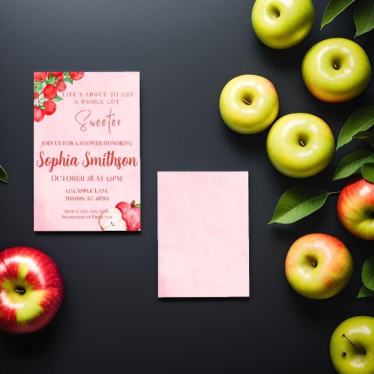 Rustieke Apple Shower Uitnodiging – Rood Aquarel