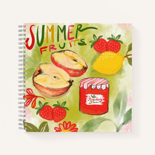 Rustieke Apple & Strawberry Summer Fruits Art Notitieboek (Voorkant)