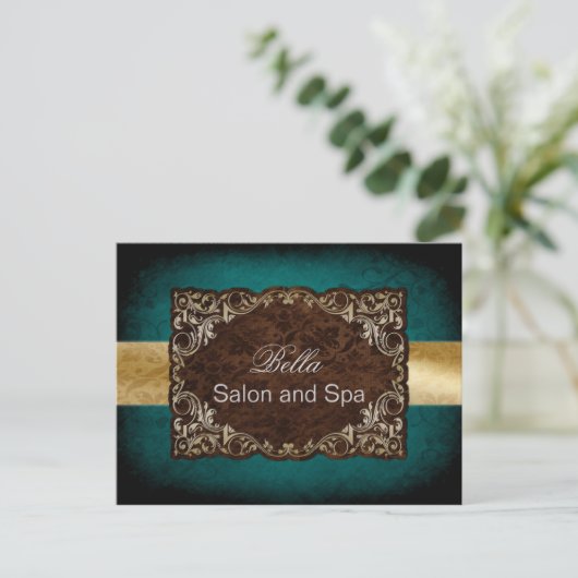 rustieke aqua goud bedrijf DankU Kaarten (Staand voorkant)