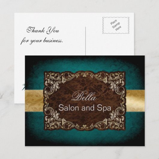 rustieke aqua goud bedrijf DankU Kaarten (Voorkant / Achterkant)