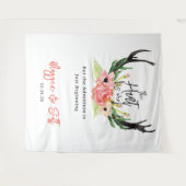 Rustieke Aquarel Bloem Boho Jacht is Voorbij Trouw Wandkleed (Voorkant (horizontaal))