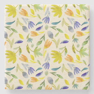 Rustieke Aquarel Bloem Tuin Botanisch Stenen Onderzetter