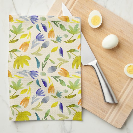 Rustieke Aquarel Bloem Tuin Botanisch Theedoek (Quarter Fold)