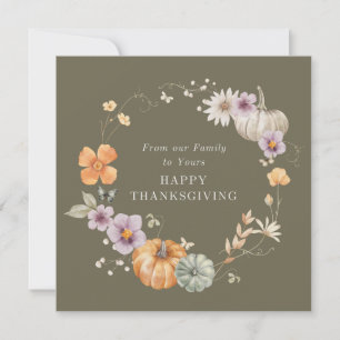 Rustieke aquarel Bloemen Happy Thanksgiving Kaart