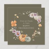 Rustieke aquarel Bloemen Happy Thanksgiving Kaart (Voorkant / Achterkant)