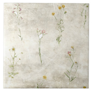 Rustieke Aquarel Bloemen Tegeltje