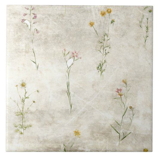 Rustieke Aquarel Bloemen Tegeltje (Voorkant)