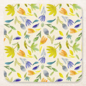 Rustieke Aquarel Bloemrijke Tuin Botanisch Kartonnen Onderzetters (Voorkant)