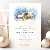 Rustieke Aquarel Blokhut Landelijke Kerstfeestvier Kaart