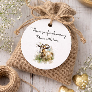 Rustieke Aquarel Boerderij Geit Baby Shower Bedankjes Labels
