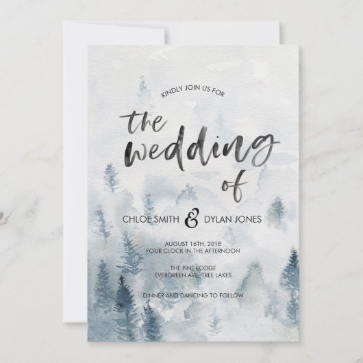 Rustieke aquarel bos bruiloft uitnodiging (Voorkant)