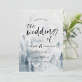 Rustieke aquarel bos bruiloft uitnodiging (Staand voorkant)