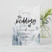 Rustieke aquarel bos bruiloft uitnodiging (Staand voorkant)