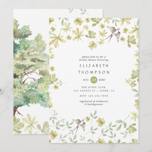 Rustieke Aquarel Bos Kaart (Voorkant / Achterkant)