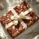 Rustieke Aquarel Denneappel Kerstmis Cadeaupapier